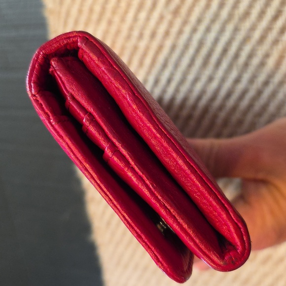 Tory Burch Raspberry Red Leather Card Long Wallet - Picture 6 of 8